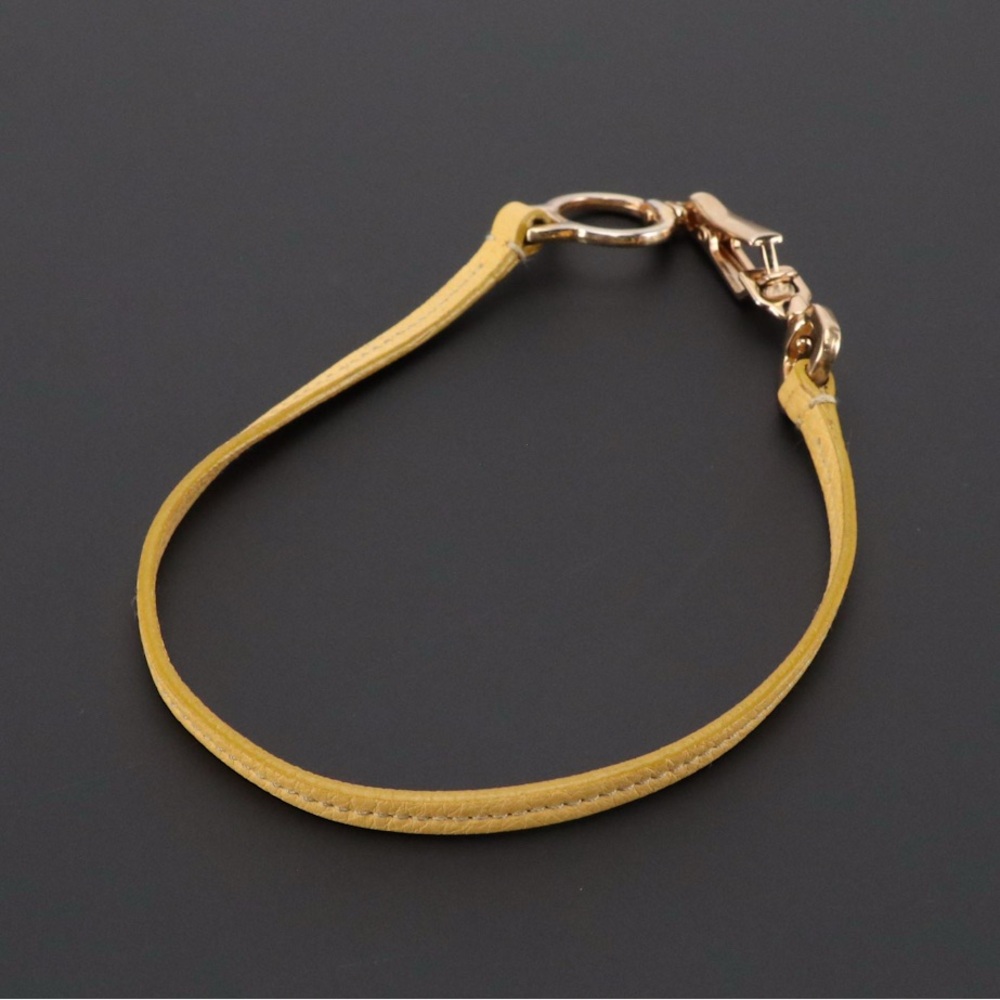 Prada Yellow Leather Choker Necklace with Gold Accents